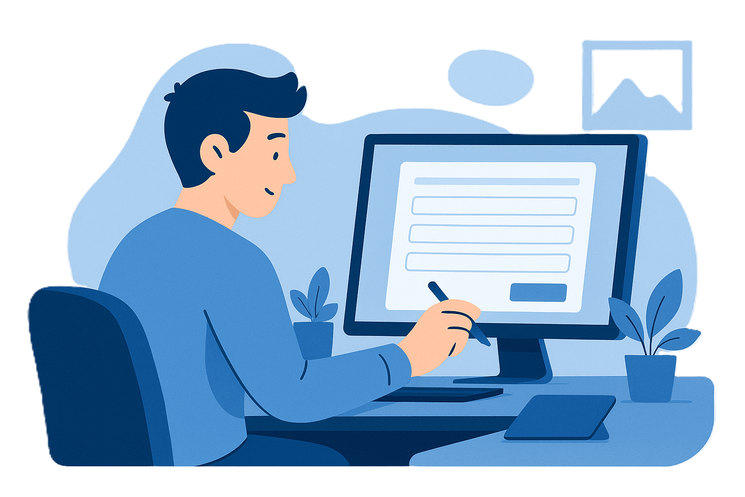 Filling a contact form illustration